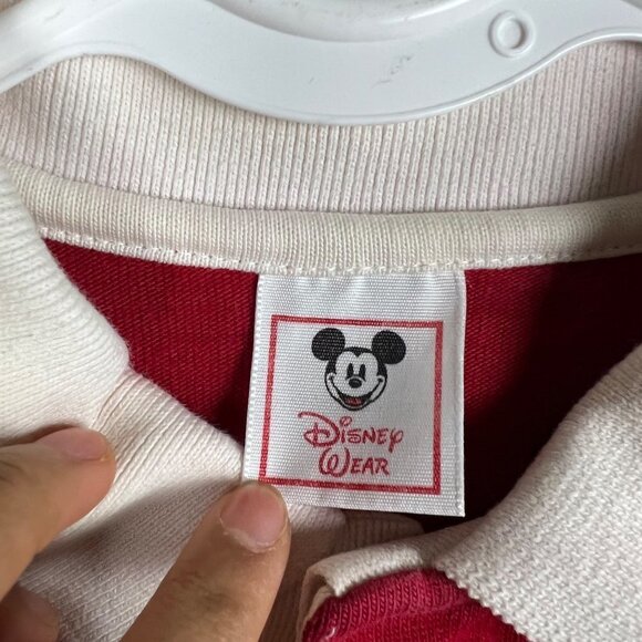 Vintage Disney Wear Polo Rugby Red White Stripe USA‎ MADE Shirt Size M Men - Picture 8 of 9
